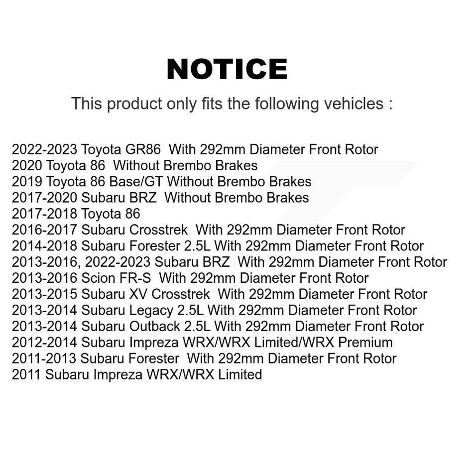 Front Coated Brake Rotor Ceramic Pad Kit For Subaru Forester Impreza XV Crosstrek Outback KGA-100337