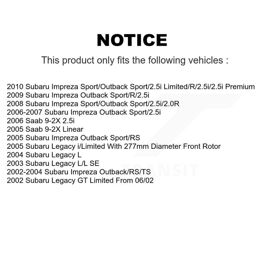 Front Coated Disc Brake Rotors And Ceramic Pads Kit For Subaru Impreza Legacy Saab 9-2X KGA-100343