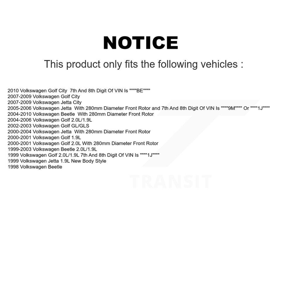 Front Coated Disc Brake Rotor Semi-Metallic Pad Kit For Volkswagen Jetta Golf Beetle City KGA-100388