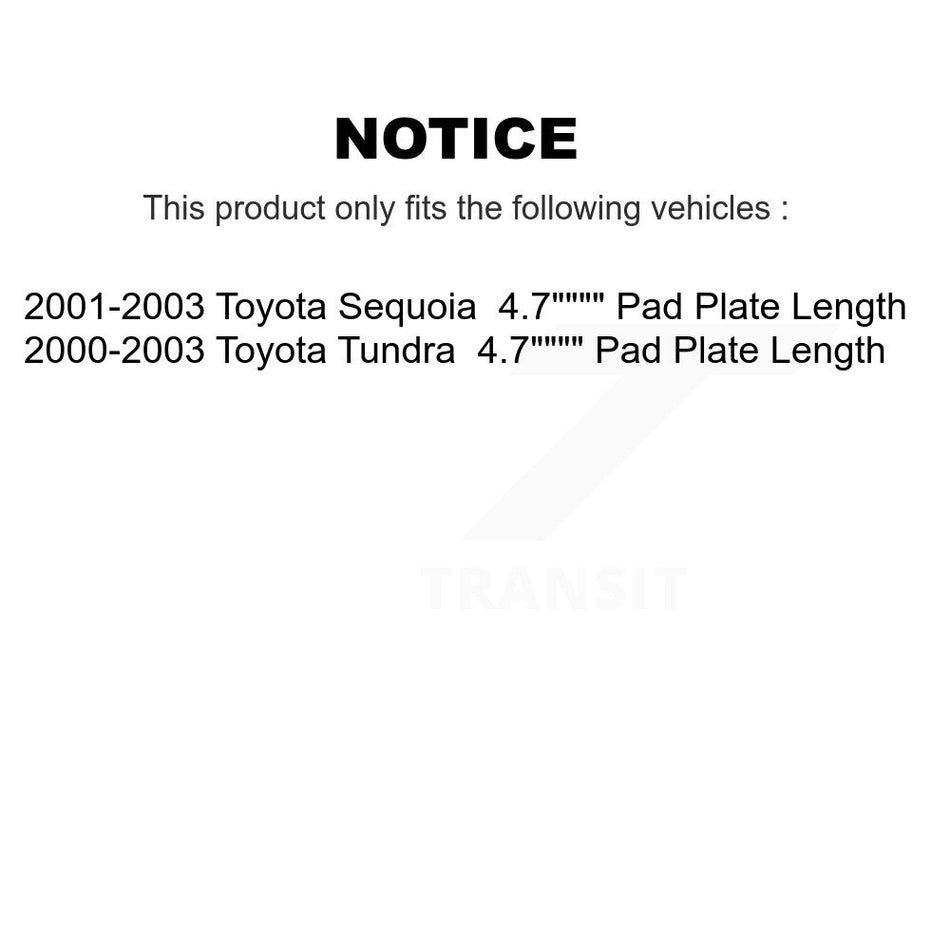 Front Coated Brake Rotor Ceramic Pad Kit For Toyota Tundra Sequoia 4.7" Pads Plate Length KGA-100632