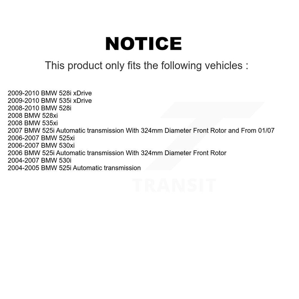 Front Coated Brake Rotor & Semi-Metallic Pad Kit For BMW 530i 530xi 528i xDrive 525i 535i KGA-100711