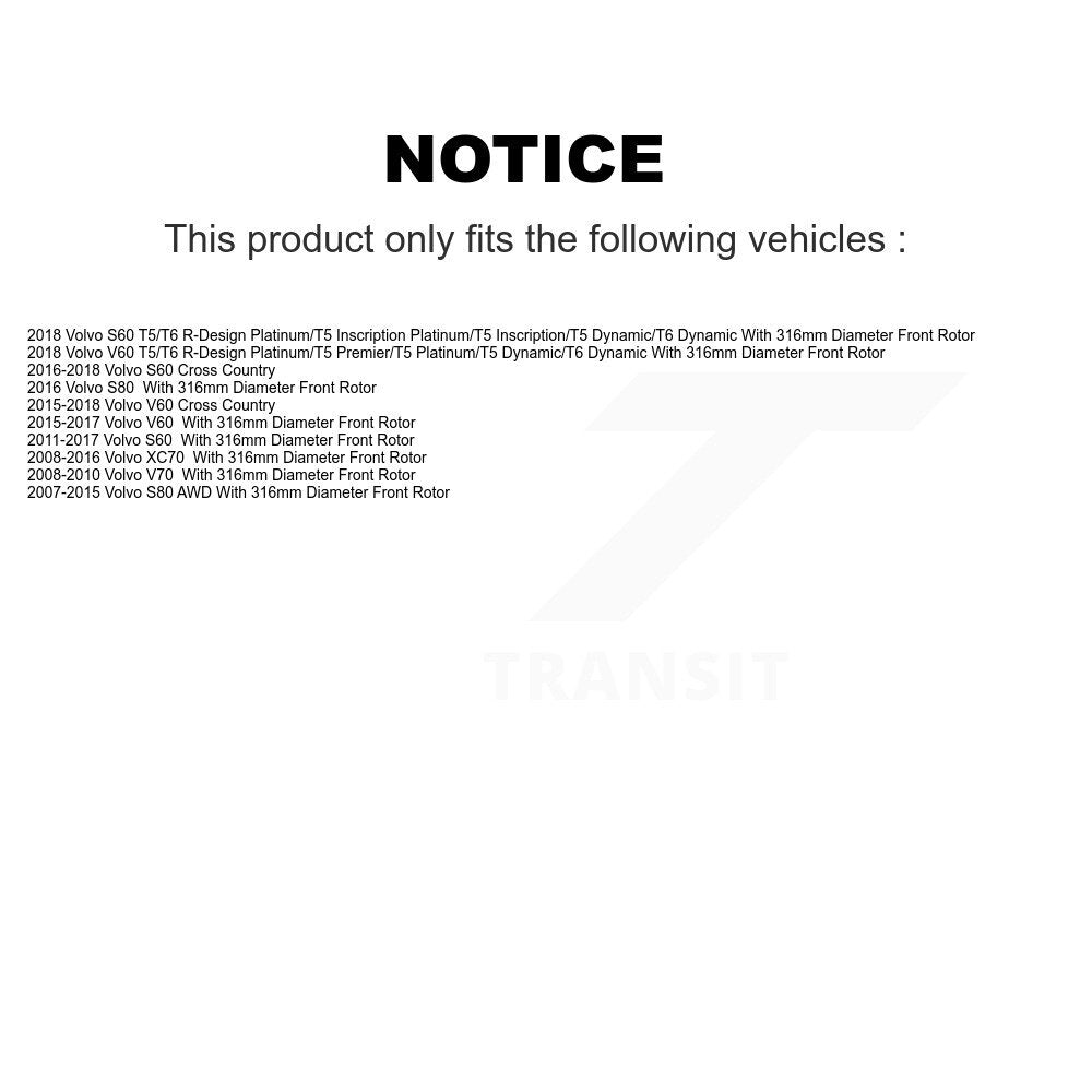 Front Coat Brake Rotor Semi-Metallic Pad Kit For Volvo XC70 S60 V60 S80 Cross Country V70 KGA-100984