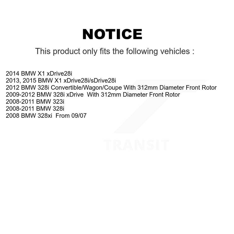 Front Coated Disc Brake Rotor And Semi-Metallic Pad Kit For BMW 328i xDrive 323i X1 328xi KGA-101037
