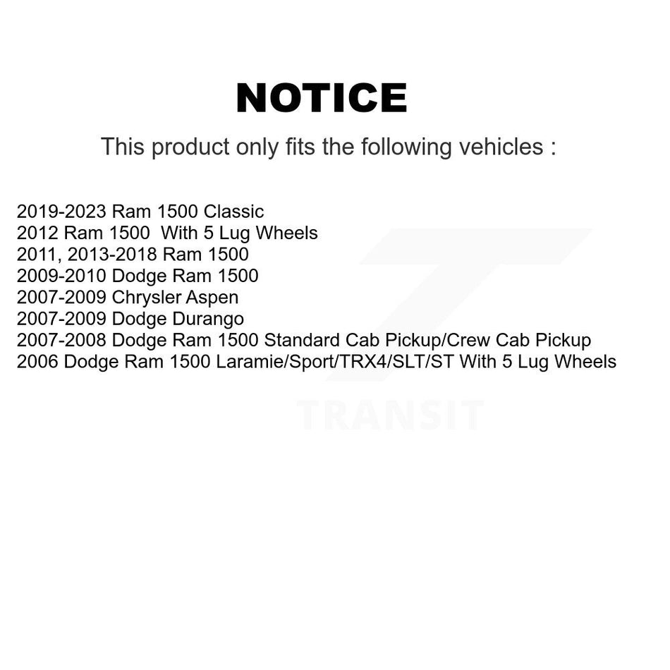 Front Rear Semi-Metallic Pad & Coated Brake Rotor Kit For Ram 1500 Classic Dodge Chrysler KGA-101172