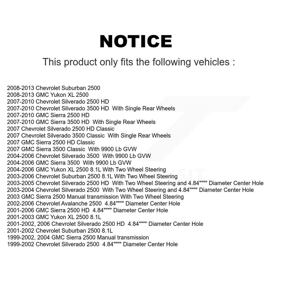 Front Rear Semi-Metallic Pad Coated Brake Rotor Kit For Chevrolet GMC Sierra 2500 HD 3500 KGA-101723
