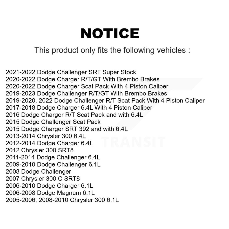 Front Rear Semi-Metallic Pad Coated Brake Rotor Kit For Dodge Charger Chrysler 300 Magnum KGA-101809