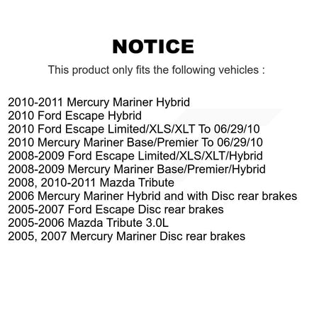 Front Rear Semi-Metallic Pad Coated Brake Rotor Kit For Ford Escape Mazda Tribute Mercury KGA-101857