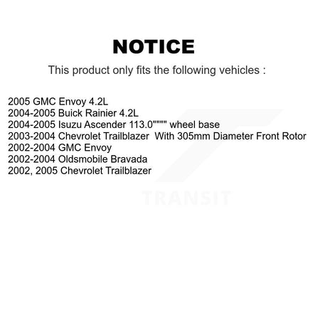Front Rear Ceramic Pad Coated Brake Rotor Kit For GMC Envoy Chevrolet Trailblazer Bravada KGA-102090