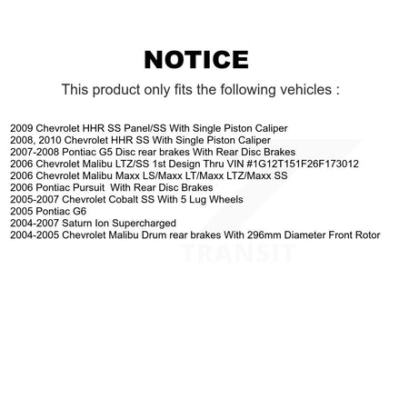 Front Rear Ceramic Pad Coat Brake Rotor Kit For Chevrolet Pontiac Cobalt G5 Saturn Ion G6 KGA-102682