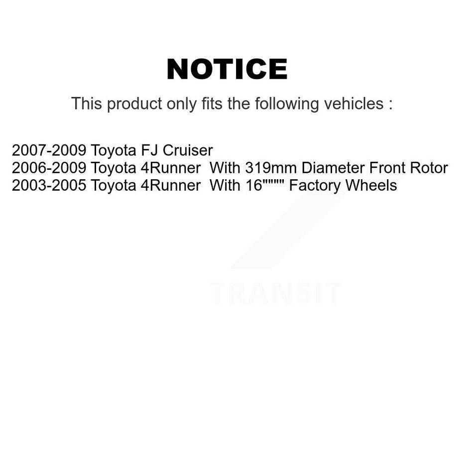 Front Ceramic Rear Semi-Metallic Pad Coated Brake Rotor Kit For Toyota 4Runner FJ Cruiser KGA-102726