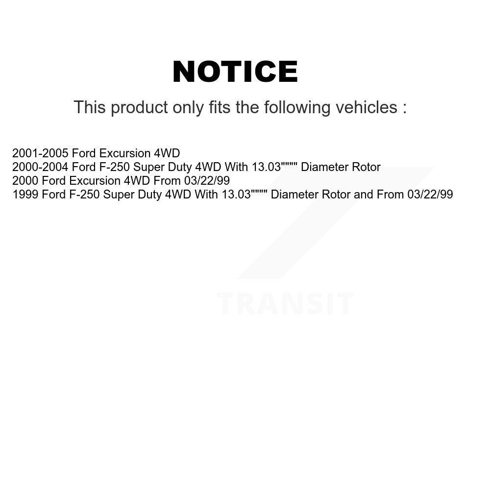 Front Rear Semi-Metallic Pad Coat Brake Rotor Kit For Ford F-250 Super Duty Excursion 4WD KGA-102837
