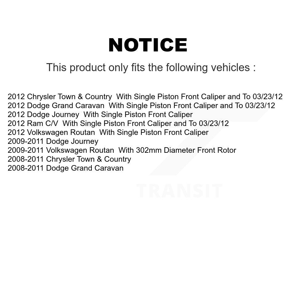 Front Rear Ceramic Pad Coat Brake Rotor Kit For Dodge Grand Caravan Journey Chrysler Town KGA-102926