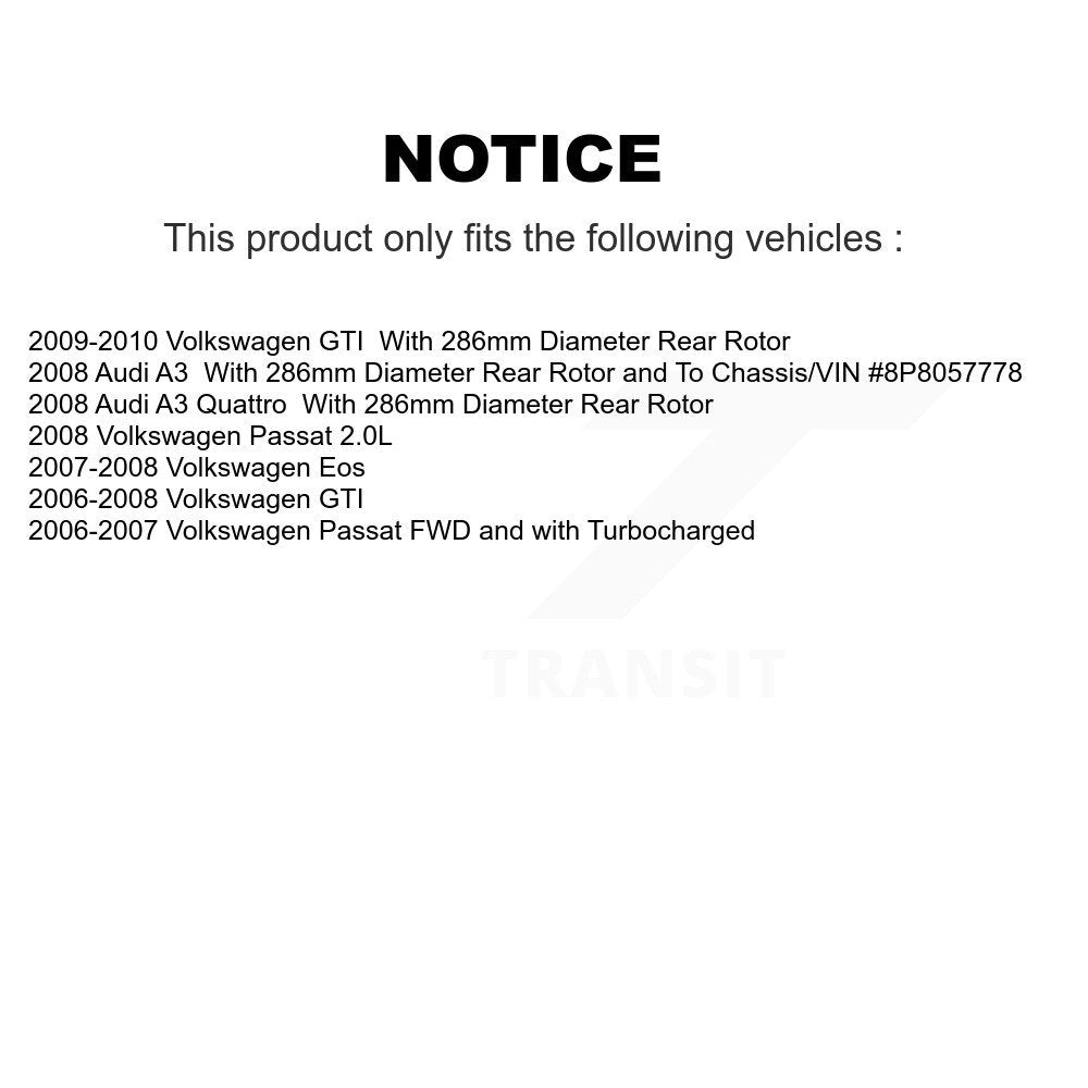 Front Semi-Metallic Rear Ceramic Pad Coated Brake Rotor Kit For Volkswagen GTI Passat Eos KGA-103043