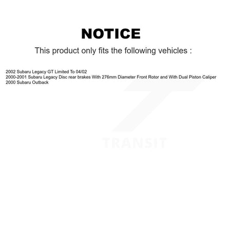 Front Ceramic Rear Semi-Metallic Pad Coat Disc Brake Rotors Kit For Subaru Legacy Outback KGA-103300