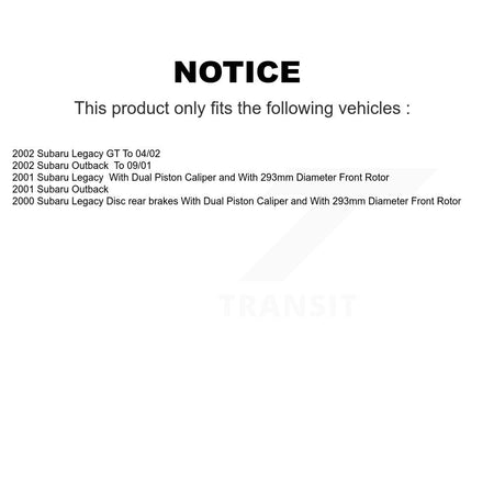 Front Ceramic Rear Semi-Metallic Pad Coat Disc Brake Rotors Kit For Subaru Outback Legacy KGA-103307