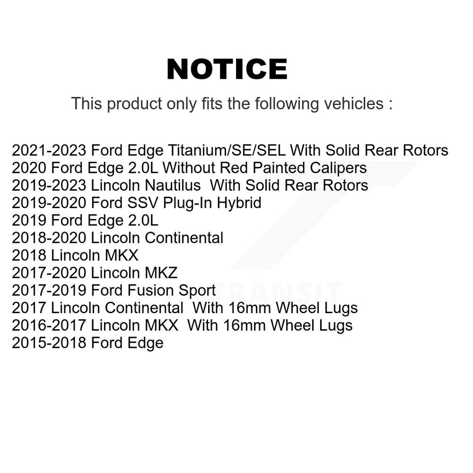 Rear Coat Brake Rotor Semi-Metallic Pad Kit For Ford Edge Fusion Lincoln Nautilus MKX MKZ KGA-103403