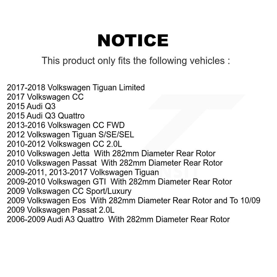 Rear Coat Brake Rotors Ceramic Pad Kit For Volkswagen Tiguan CC Jetta Audi Q3 Quattro GTI KGA-103466
