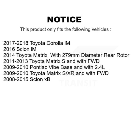 Rear Coat Brake Rotors Ceramic Pad Kit For Toyota Matrix Pontiac Vibe Corolla iM Scion xB KGA-103510