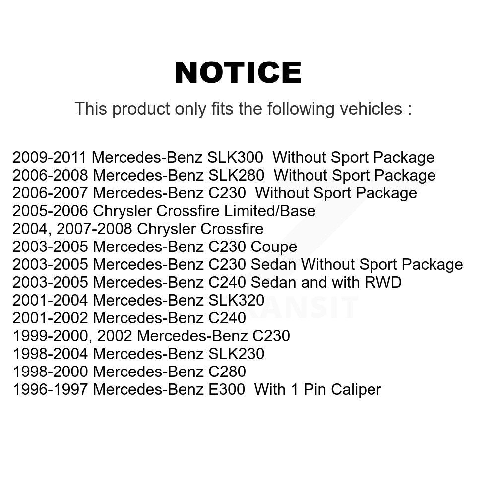 Rear Coated Brake Rotor & Semi-Metallic Pad Kit For Mercedes-Benz C230 Chrysler Crossfire KGA-103571
