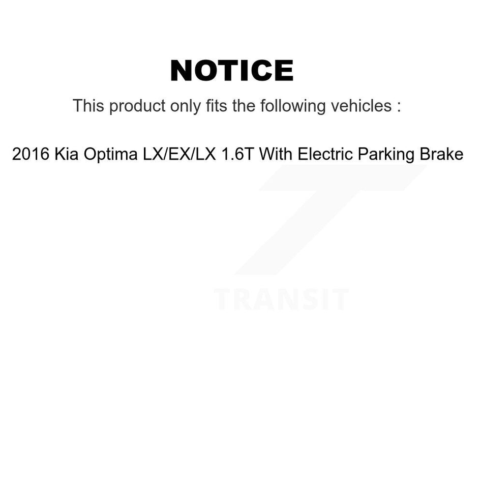 Rear Coated Brake Rotor & Ceramic Pad Kit For 2016 Kia Optima With Electric Parking KGA-103578