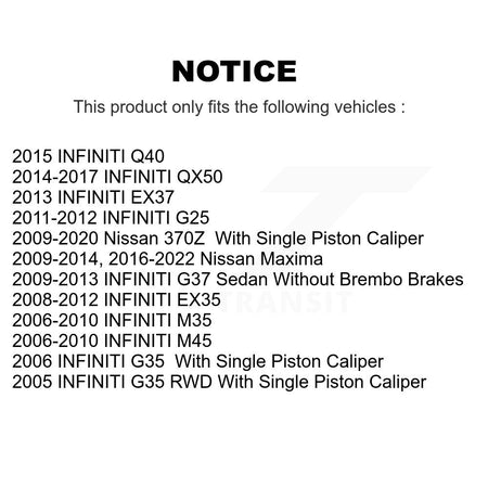 Rear Coated Brake Rotor Ceramic Pad Kit For INFINITI Nissan Maxima G37 QX50 EX35 370Z G35 KGA-103670