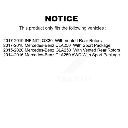 Rear Coat Brake Rotor Semi-Metallic Pad Kit For Mercedes-Benz GLA250 CLA250 INFINITI QX30 KGA-103844