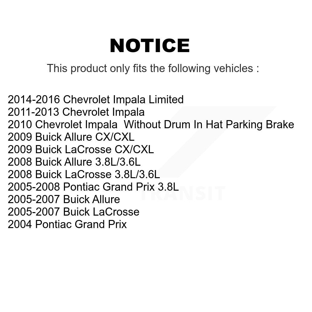Rear Coated Brake Rotor Ceramic Pad Kit For Chevrolet Impala Buick LaCrosse Pontiac Grand KGA-103849