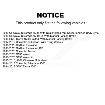 Rear Coat Brake Rotor Semi-Metallic Pad Kit For Chevrolet GMC Silverado 1500 Sierra Tahoe KGA-103872