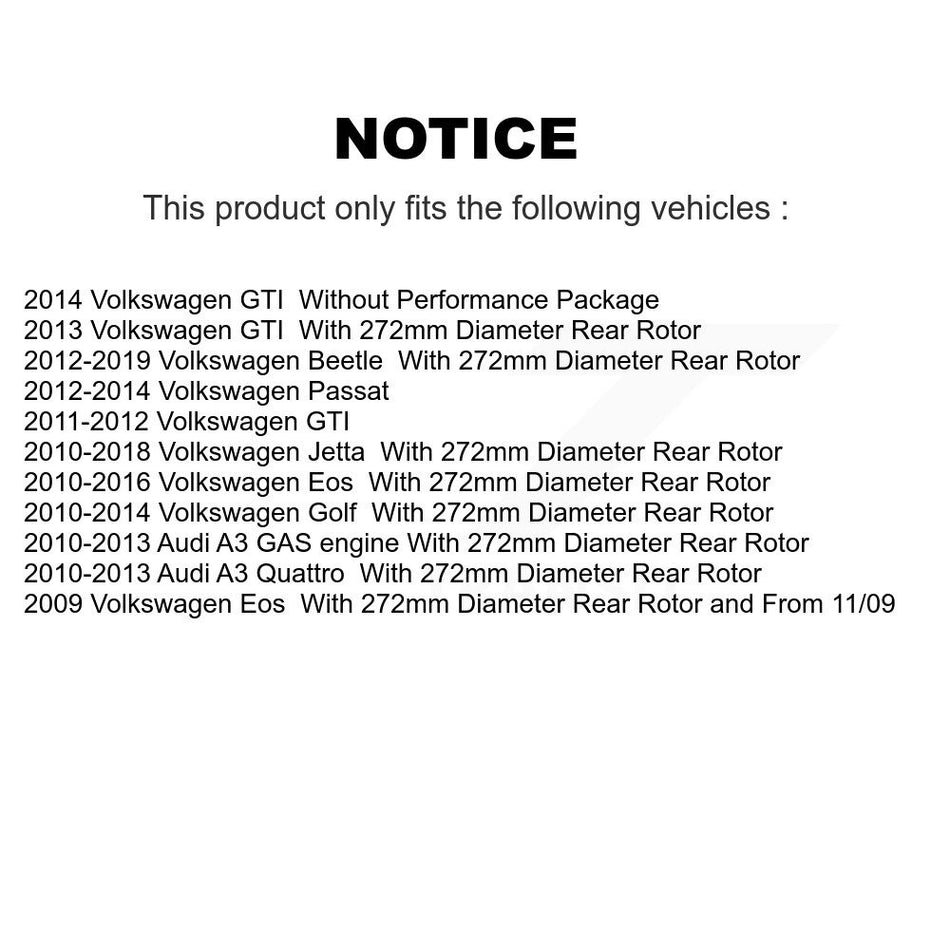 Rear Coated Brake Rotor Semi-Metallic Pad Kit For Volkswagen Jetta Golf Beetle Passat GTI KGA-103882