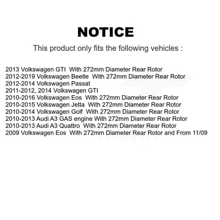 Rear Coated Brake Rotor Semi-Metallic Pad Kit For Volkswagen Jetta Golf Beetle Passat GTI KGA-103883