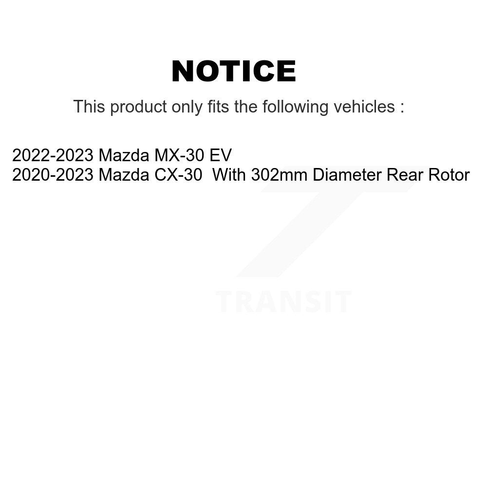 Rear Coated Disc Brake Rotors And Ceramic Pads Kit For Mazda CX-30 MX-30 EV KGA-103965