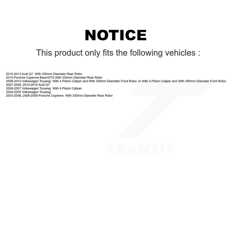 Rear Coated Disc Brake Rotor Semi-Metallic Pad Kit For Audi Q7 Porsche Cayenne Volkswagen KGA-103968