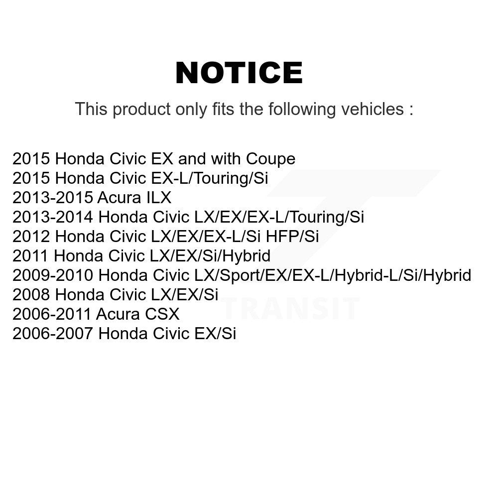 Rear Coated Disc Brake Rotors And Ceramic Pads Kit For Honda Civic Acura CSX ILX KGA-104006