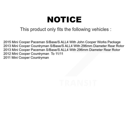 Rear Coated Disc Brake Rotor And Semi-Metallic Pad Kit For Mini Cooper Countryman Paceman KGA-104048