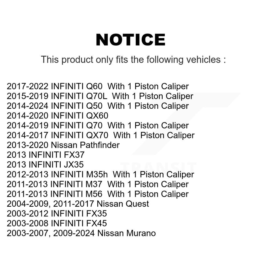 Rear Coat Brake Rotor Ceramic Pad Kit For Nissan Murano INFINITI Pathfinder QX60 Q50 FX35 KGA-104053