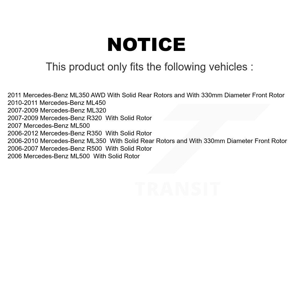 Rear Coat Brake Rotor Semi-Metallic Pad Kit For Mercedes-Benz ML350 ML320 R350 ML500 R320 KGA-104071