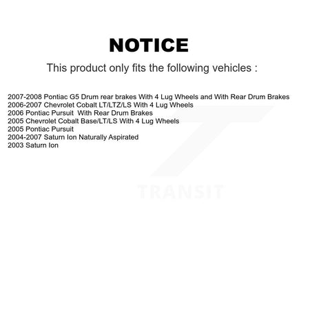 Front Rear Brake Rotor Ceramic Pad Coated Drum Kit (7Pc) For Pontiac Chevrolet Cobalt Ion KGA-104188