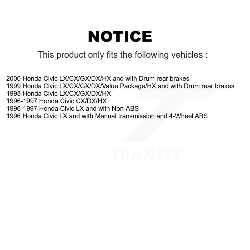 Front Rear Disc Brake Rotors Ceramic Pads And Coated Drum Kit (7Pc) For Honda Civic KGA-104252