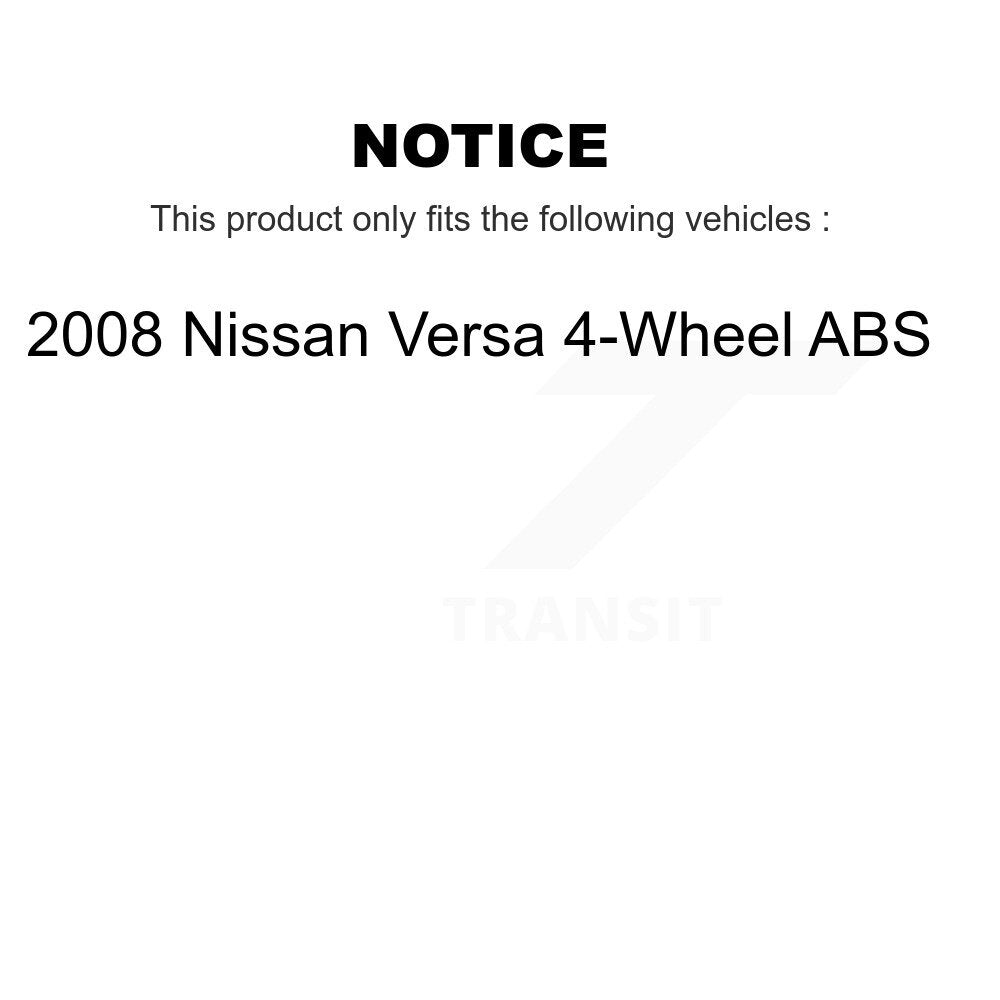 Front Rear Disc Brake Rotor Ceramic Pad Coated Drum Kit For 2008 Nissan Versa 4-Wheel ABS KGA-104292