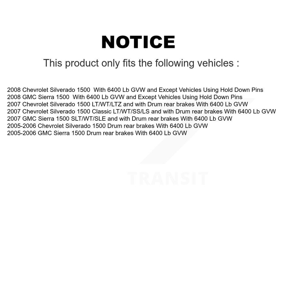 Front Rear Brake Rotor Ceramic Pad Coated Drum Kit (9Pc) For Chevrolet Silverado 1500 GMC KGA-104501