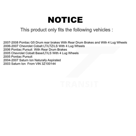 Front Rear Brake Rotor Ceramic Pad Coated Drum Kit (9Pc) For Pontiac Chevrolet Cobalt Ion KGA-104524