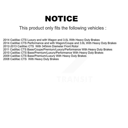 Front Coated Disc Brake Rotors And Semi-Metallic Pads Kit For Cadillac CTS KGA-104591