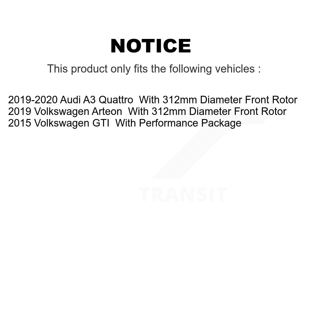 Front Coated Disc Brake Rotor & Ceramic Pad Kit For Volkswagen GTI Arteon Audi A3 Quattro KGA-104696