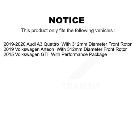 Front Coated Disc Brake Rotor & Ceramic Pad Kit For Volkswagen GTI Arteon Audi A3 Quattro KGA-104696