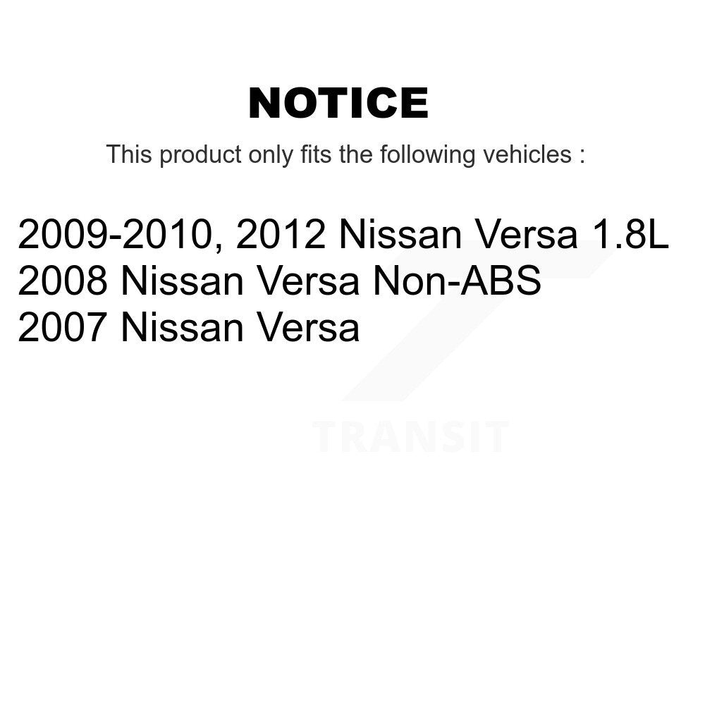 Front Rear Disc Brake Rotors Ceramic Pads And Coated Drum Kit (7Pc) For Nissan Versa KGA-105466