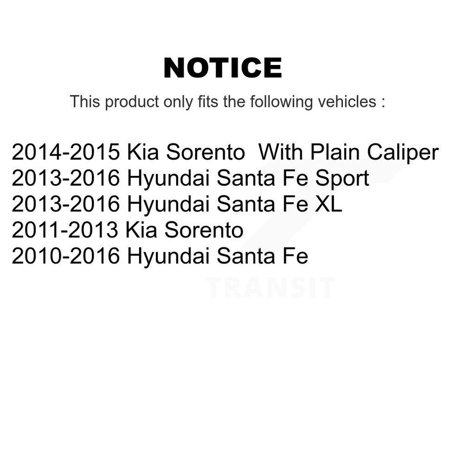 Rear Coated Disc Brake Rotors & Ceramic Pad Kit For Hyundai Santa Fe Sport Kia Sorento XL KGA-105890