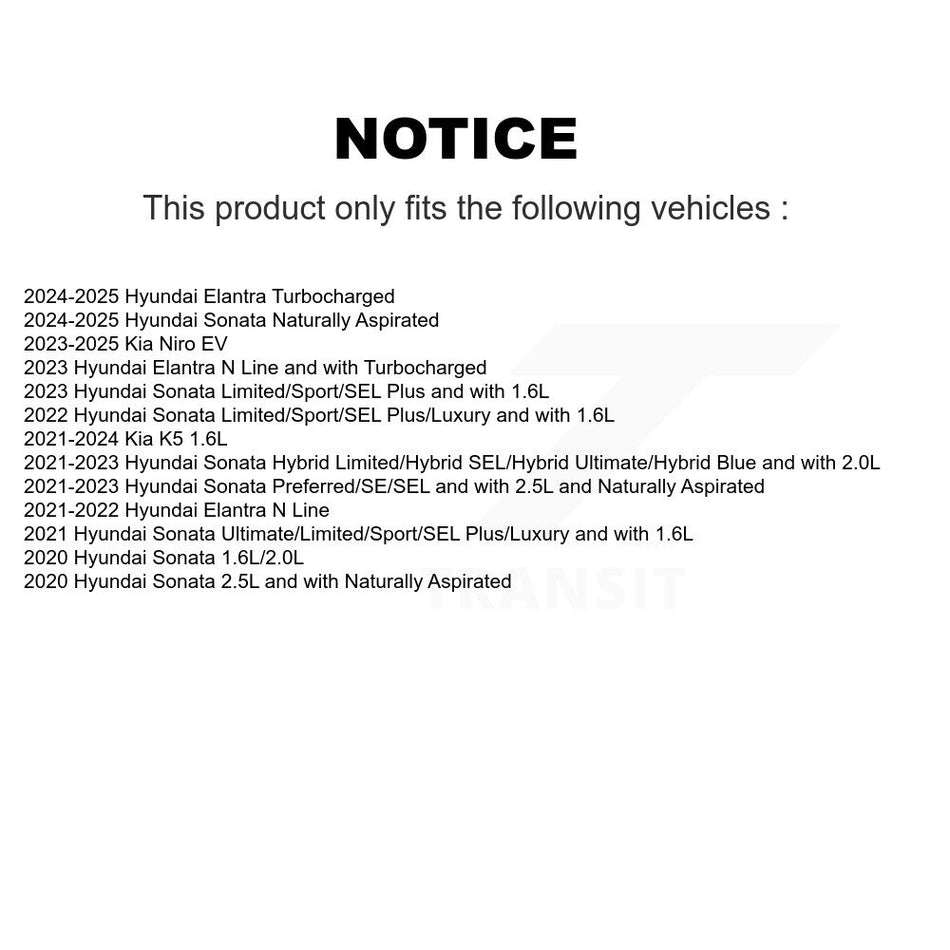 Front Coated Disc Brake Rotor & Ceramic Pad Kit For Hyundai Elantra Sonata Kia Niro EV K5 KGA-106031