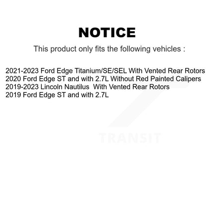 Rear Coated Disc Brake Rotors And Semi-Metallic Pads Kit For Ford Edge Lincoln Nautilus KGA-106268