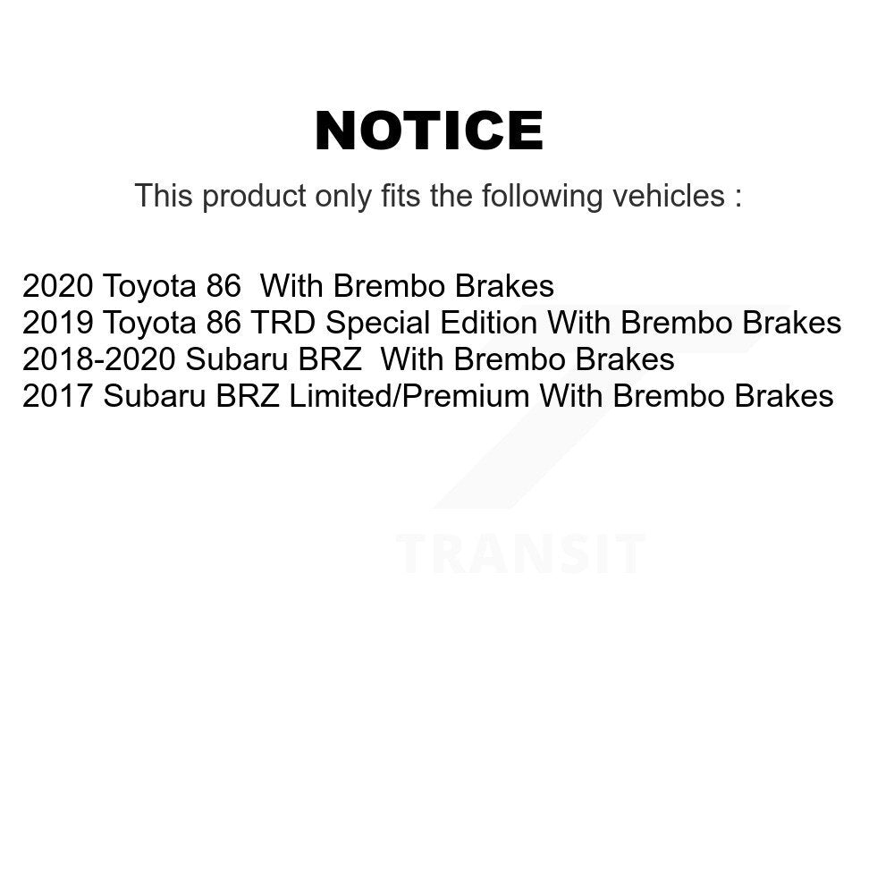 Rear Coated Brake Rotor Semi-Metallic Pad Kit For Subaru BRZ Toyota 86 With Brembo Brakes KGA-106277