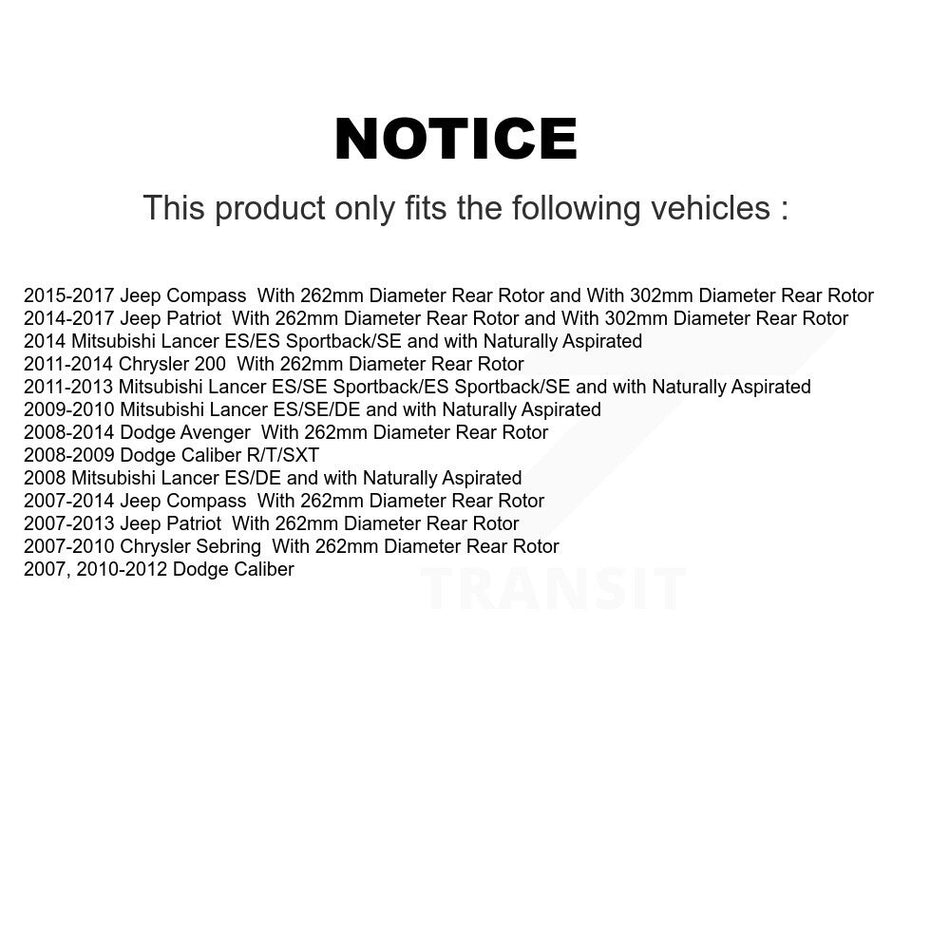 Rear Disc Coated Rotors Ceramic Pads & Parking Shoes Kit For Jeep Patriot Dodge Chrysler KGA-106373